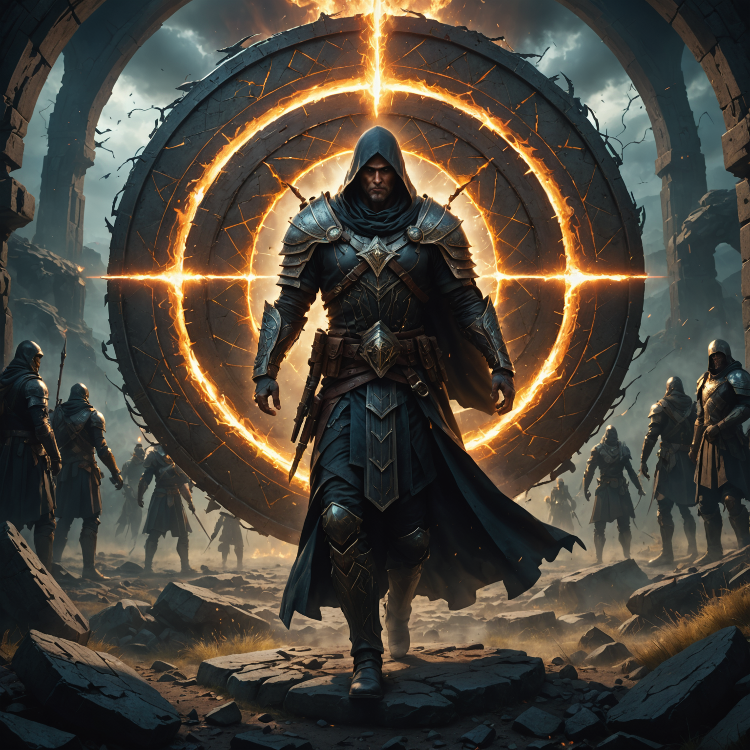 The Earth-Empowered Portal Keeper: A Ritual Circle on the Battlefield The Earth-Empowered Portal Keeper: A Ritual Circle on the Battlefield fantasy art