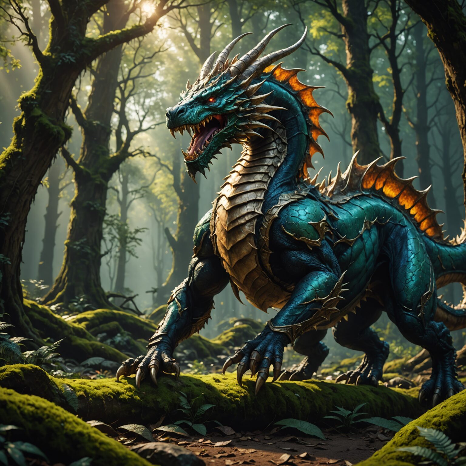 The Earth Wyrm Champion: Guardian of the Ancient Forest fantasy art
