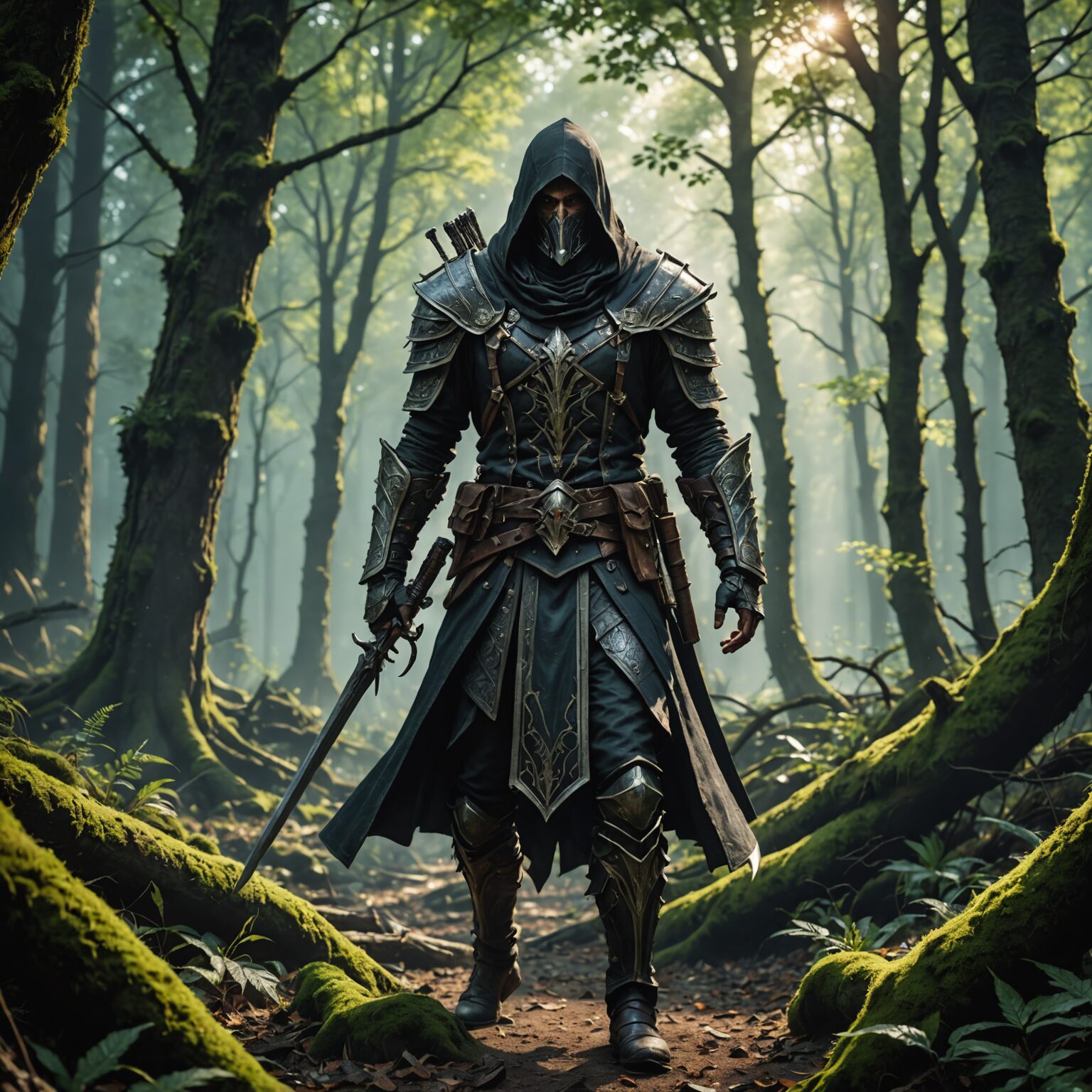 The Earthbound Assassin Overlord: A Demonic Guardian of the Ancient Forest fantasy art