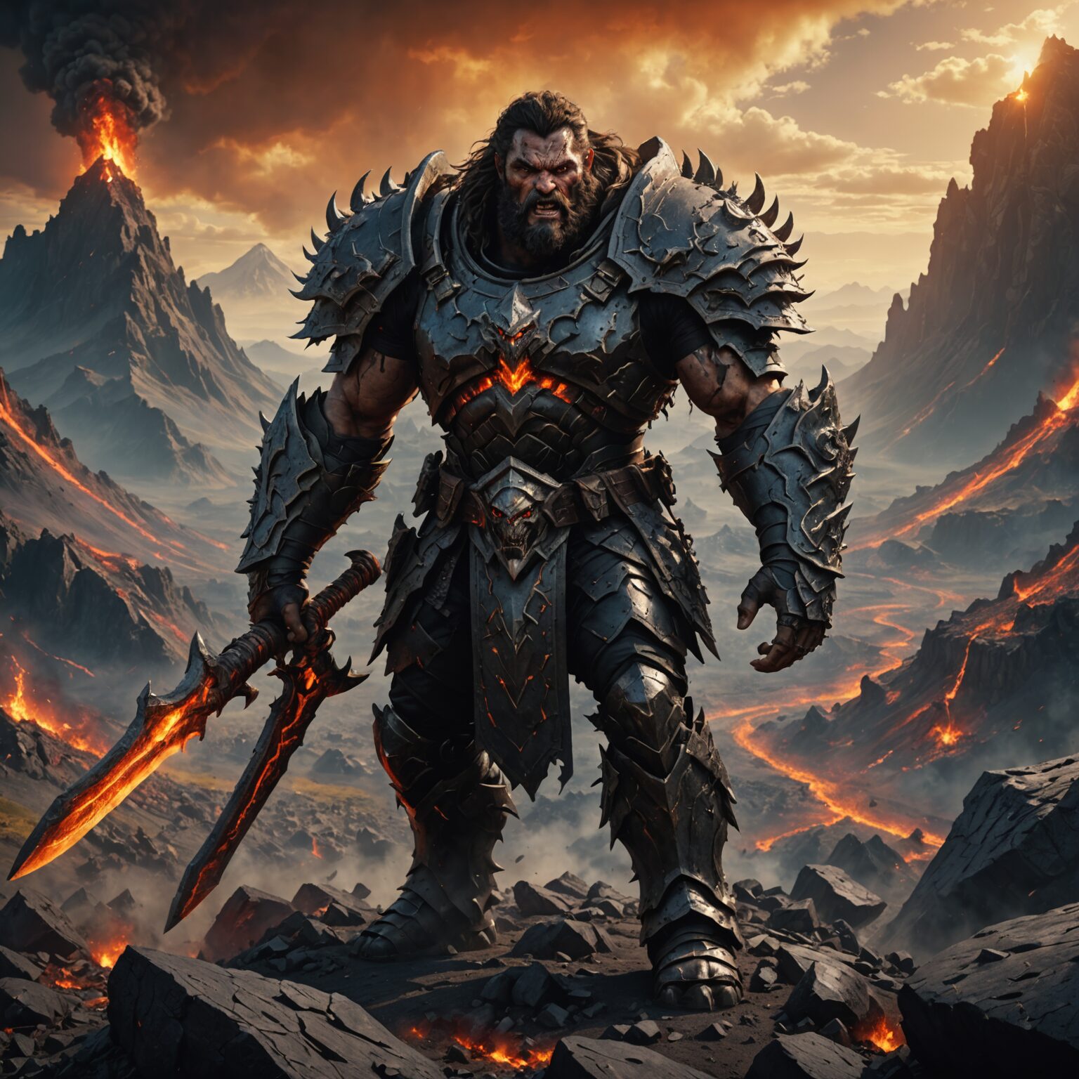 The Earthbound Brute: A Demon Warlord from Volcanic Peaks The Earthbound Brute: A Demon Warlord from Volcanic Peaks fantasy art