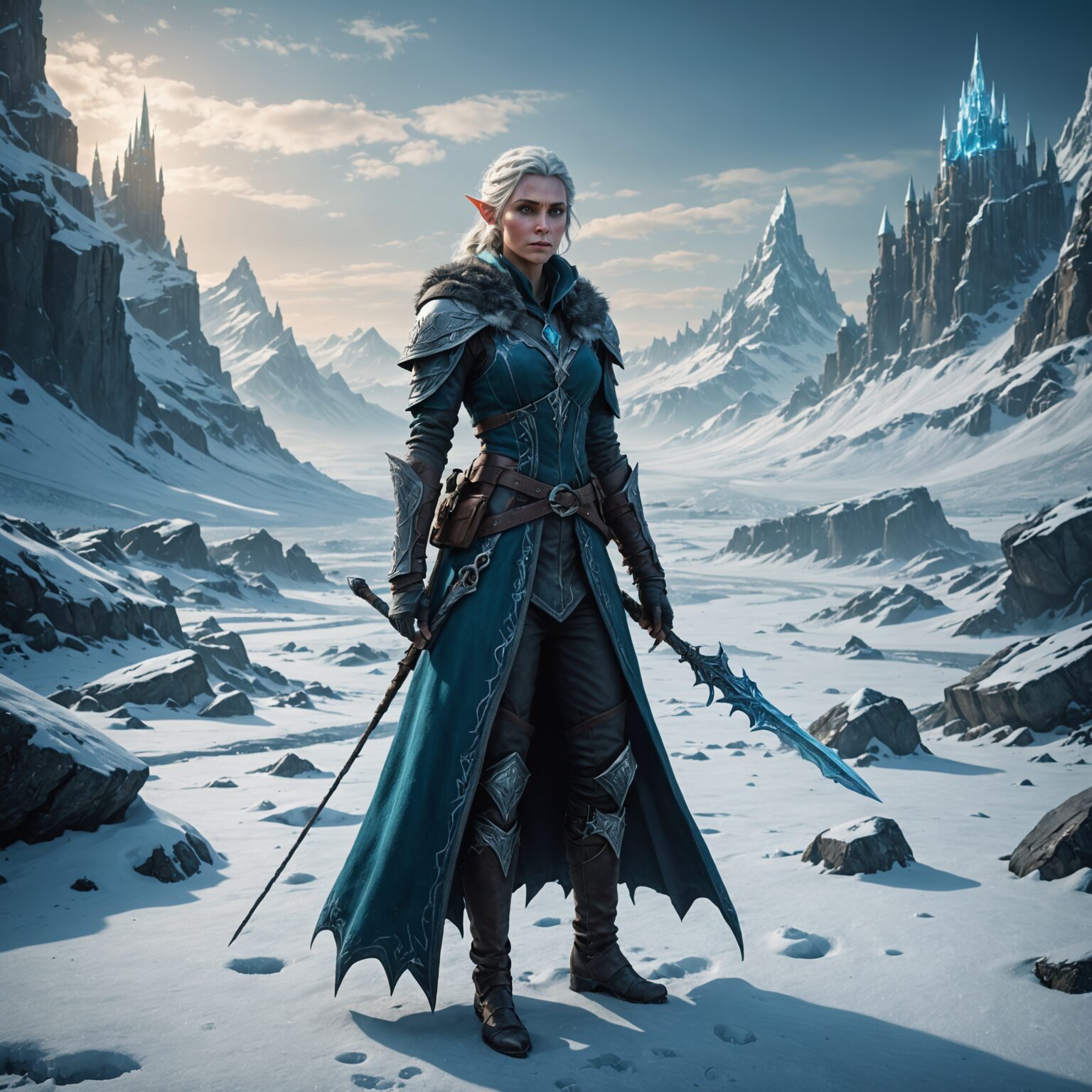 The Earthbound Elf Mage: A Guardian of Frozen Wastelands fantasy art