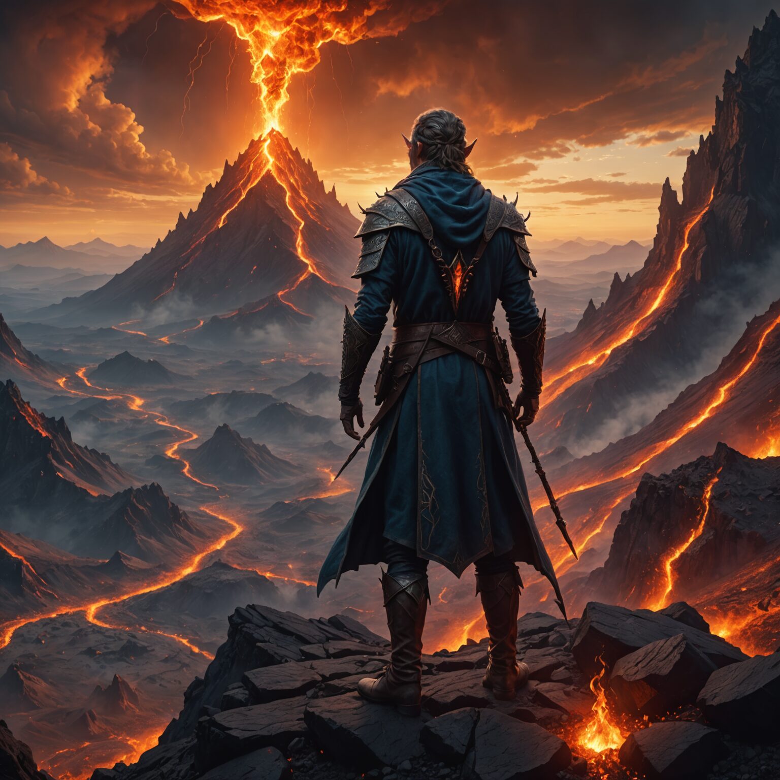 The Earthbound Mage: An Elven Sorcerer of Volcanic Majesty fantasy art