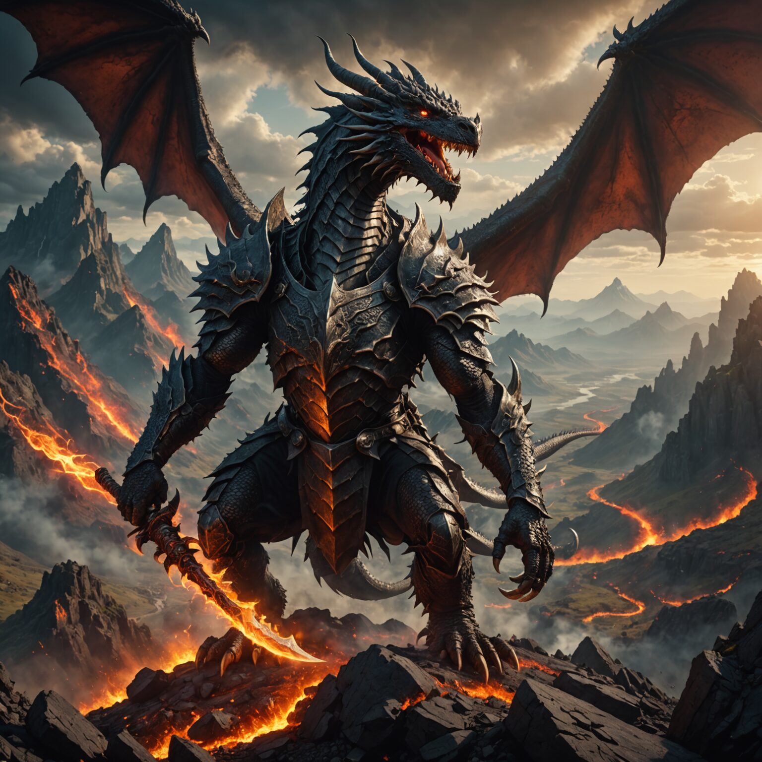 The Earthbound Majesty of the Ancient Dragon Warlord fantasy art
