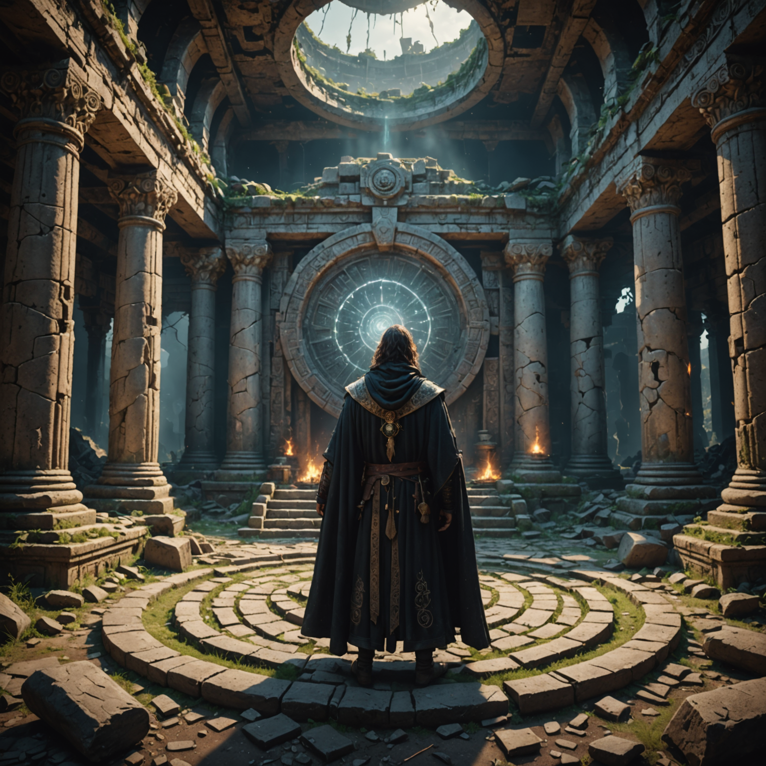 The Earthbound Ritual: A Conjurer’s Power Unleashed in a Ruined Temple The Earthbound Ritual: A Conjurer’s Power Unleashed in a Ruined Temple fantasy art
