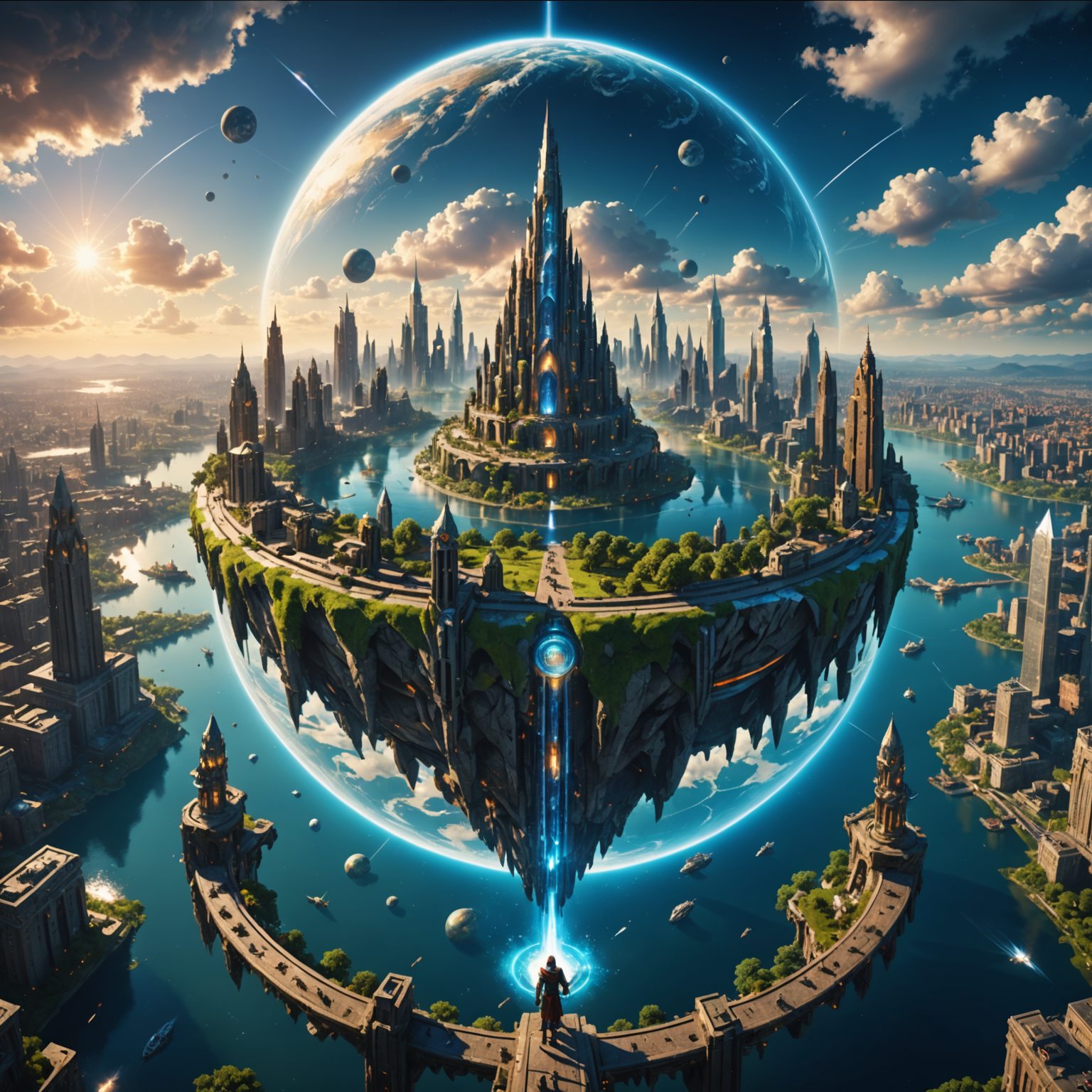 The Earthbound Ritual Circle in the Floating Sky City fantasy art