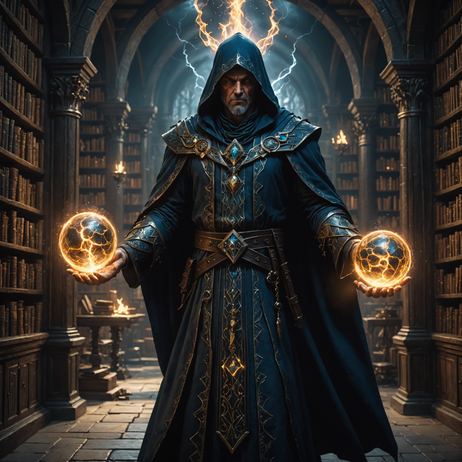 The Earthbound Ritual Master: A Sorcerer’s Power in the Arcane Library fantasy art