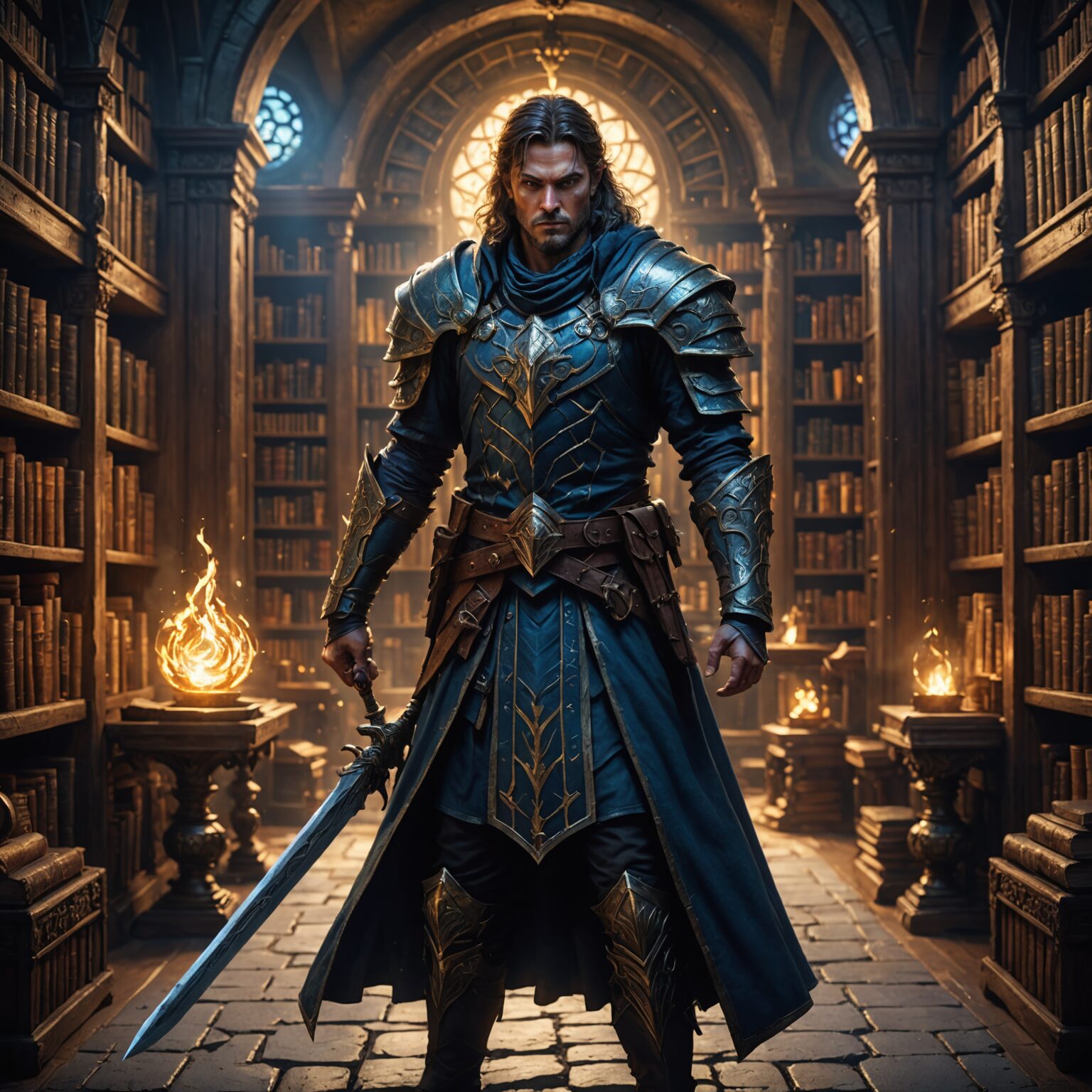 The Earthbound Sentinel: A Warrior Mage of the Arcane Library fantasy art
