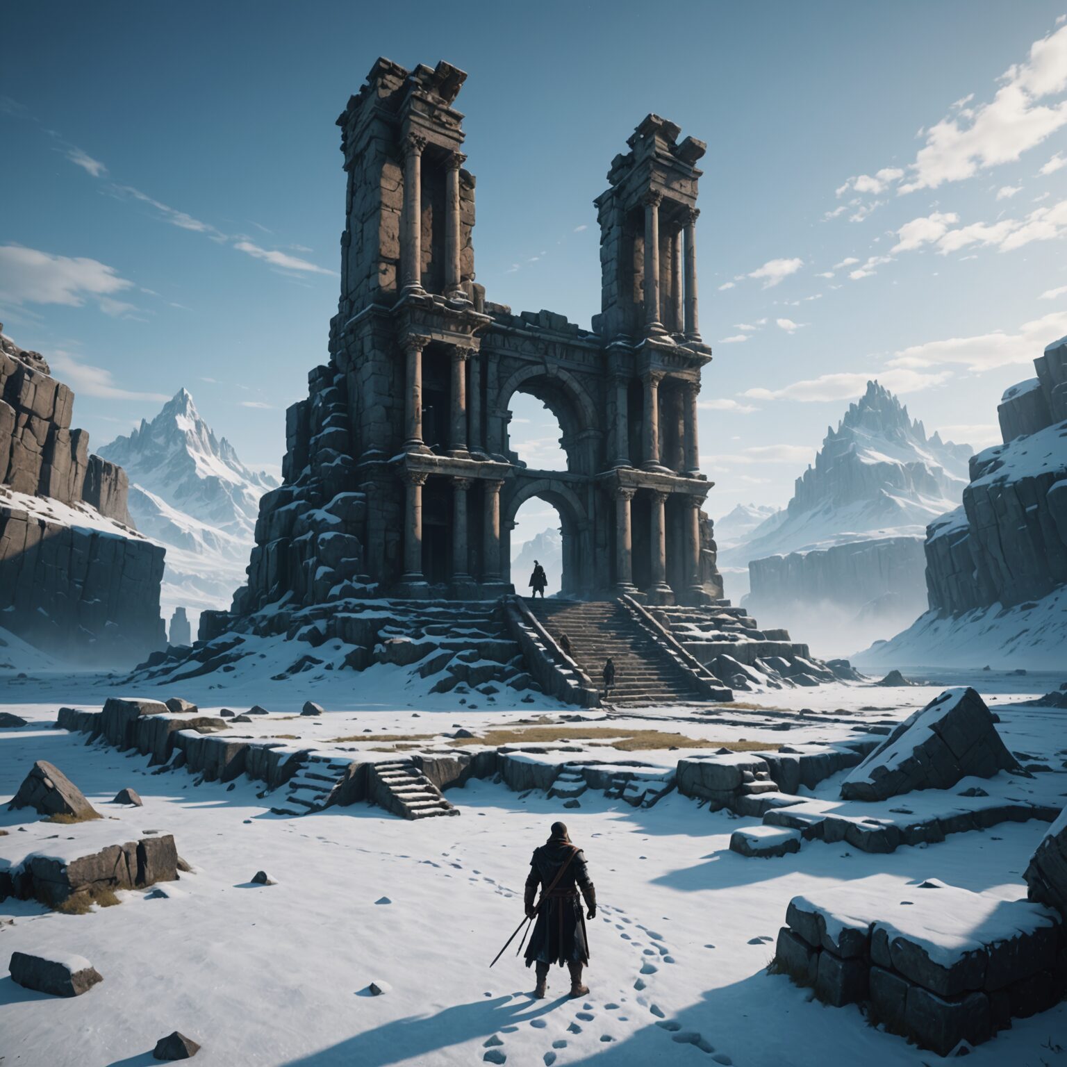 The Enigmatic Floating Ruins of the Frozen Wasteland The Enigmatic Floating Ruins of the Frozen Wasteland fantasy art