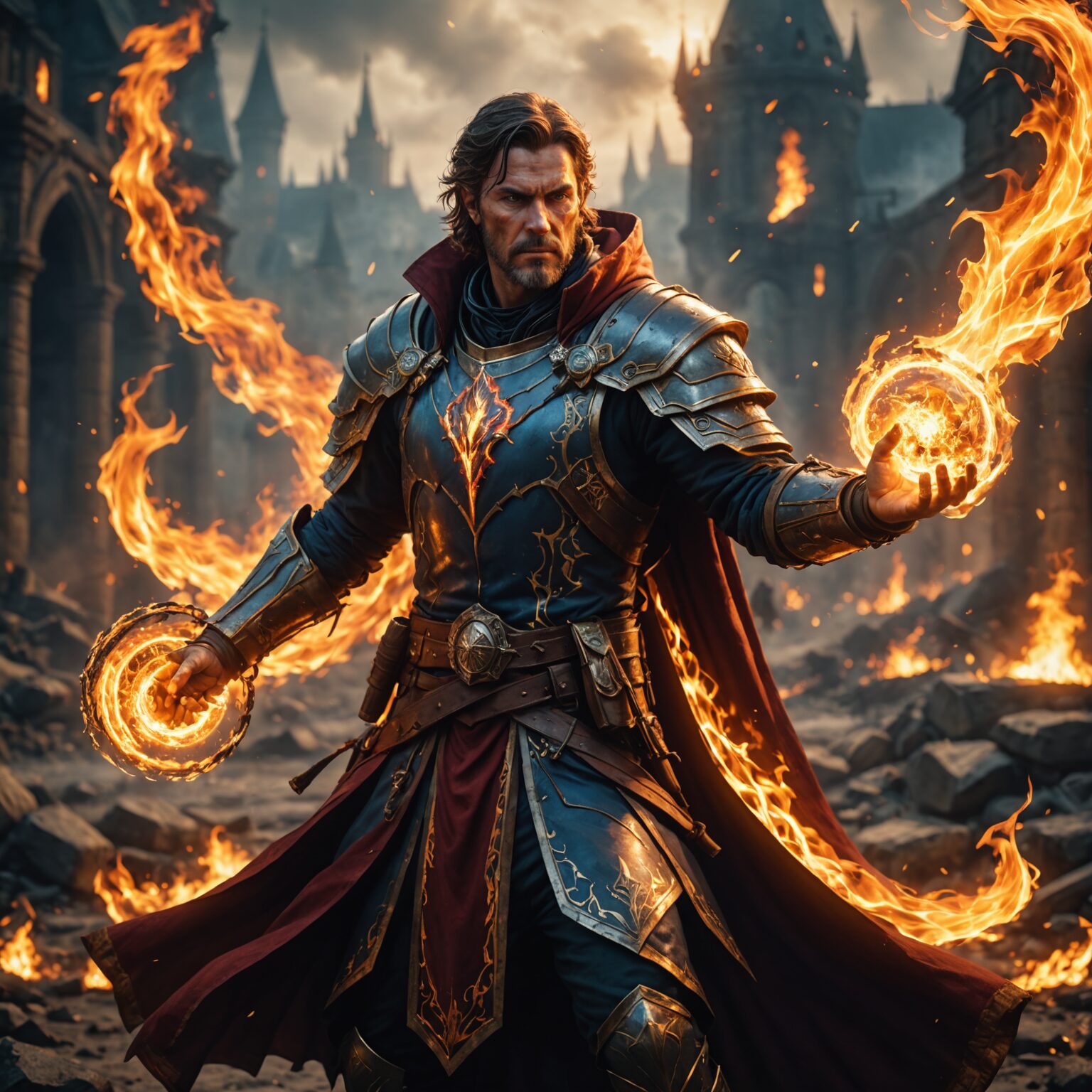 The Fire Archmage: A Cinematic Vision of Battlefield Sorcery fantasy art