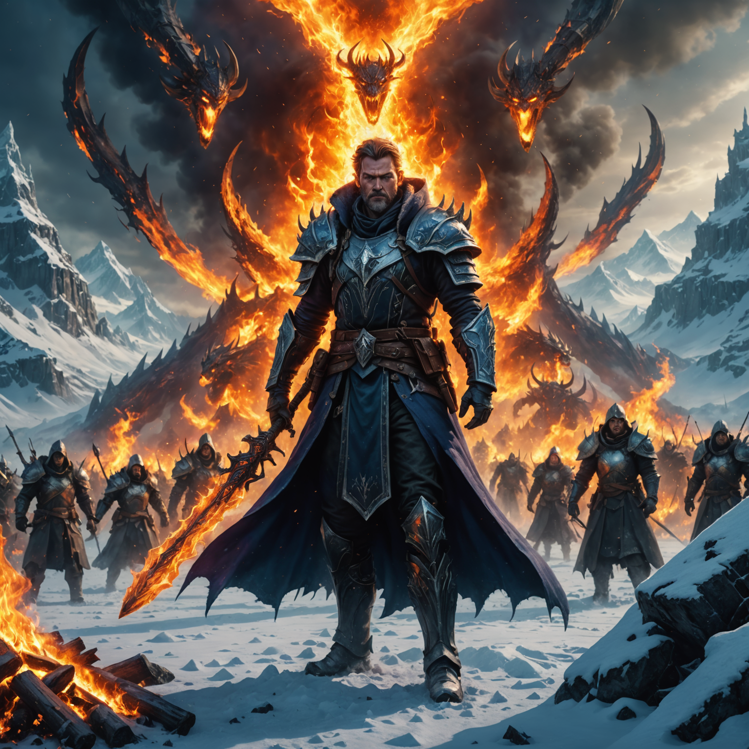 The Flaming Overlord of the Frozen Wasteland: A Visual Journey fantasy art