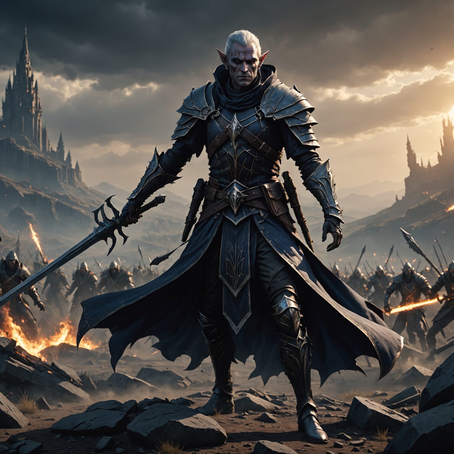 The Forgotten Dark Elf Scholar: Master of Shadow on the Battlefield fantasy art