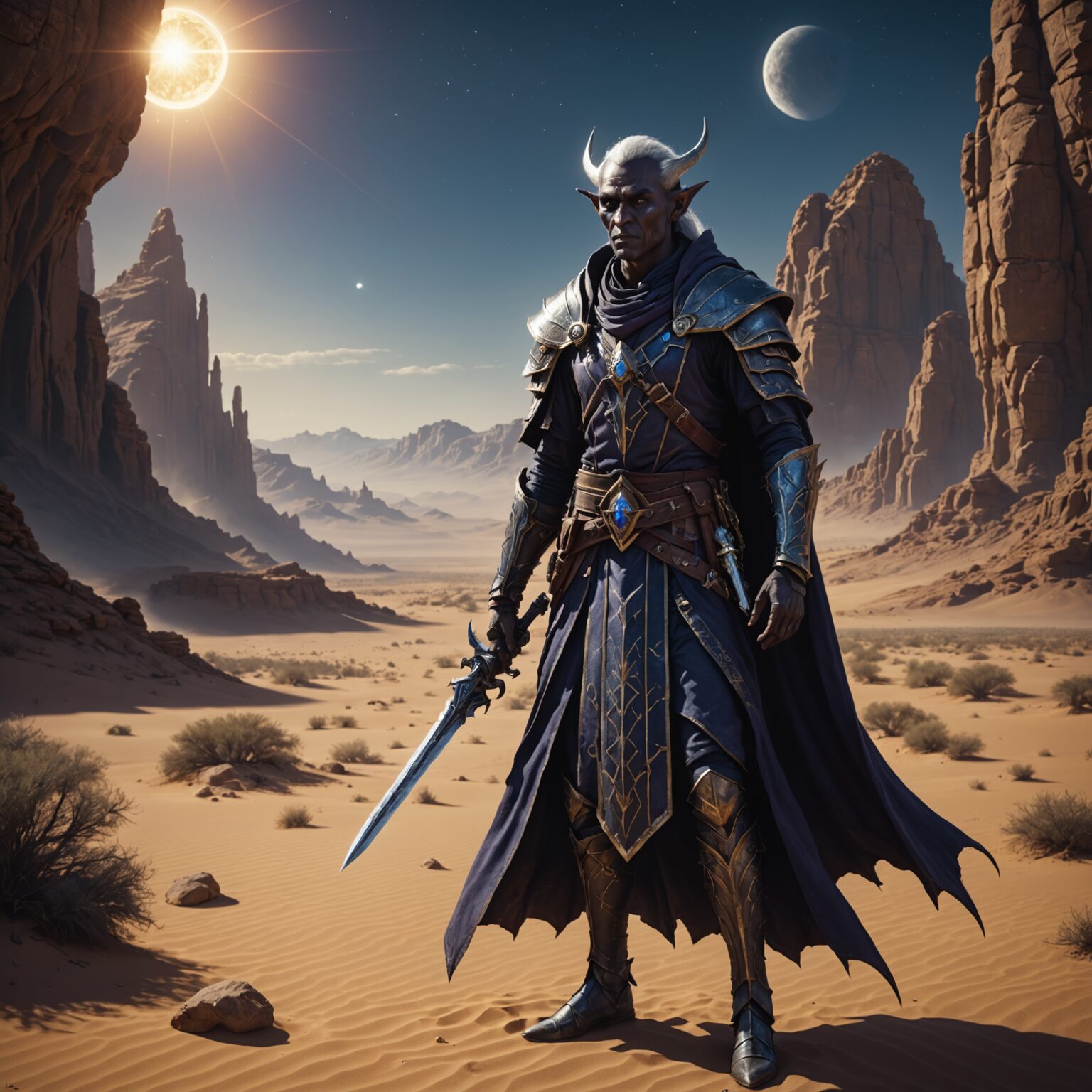 The Forgotten Dark Elf Scholar of the Desert Kingdom fantasy art