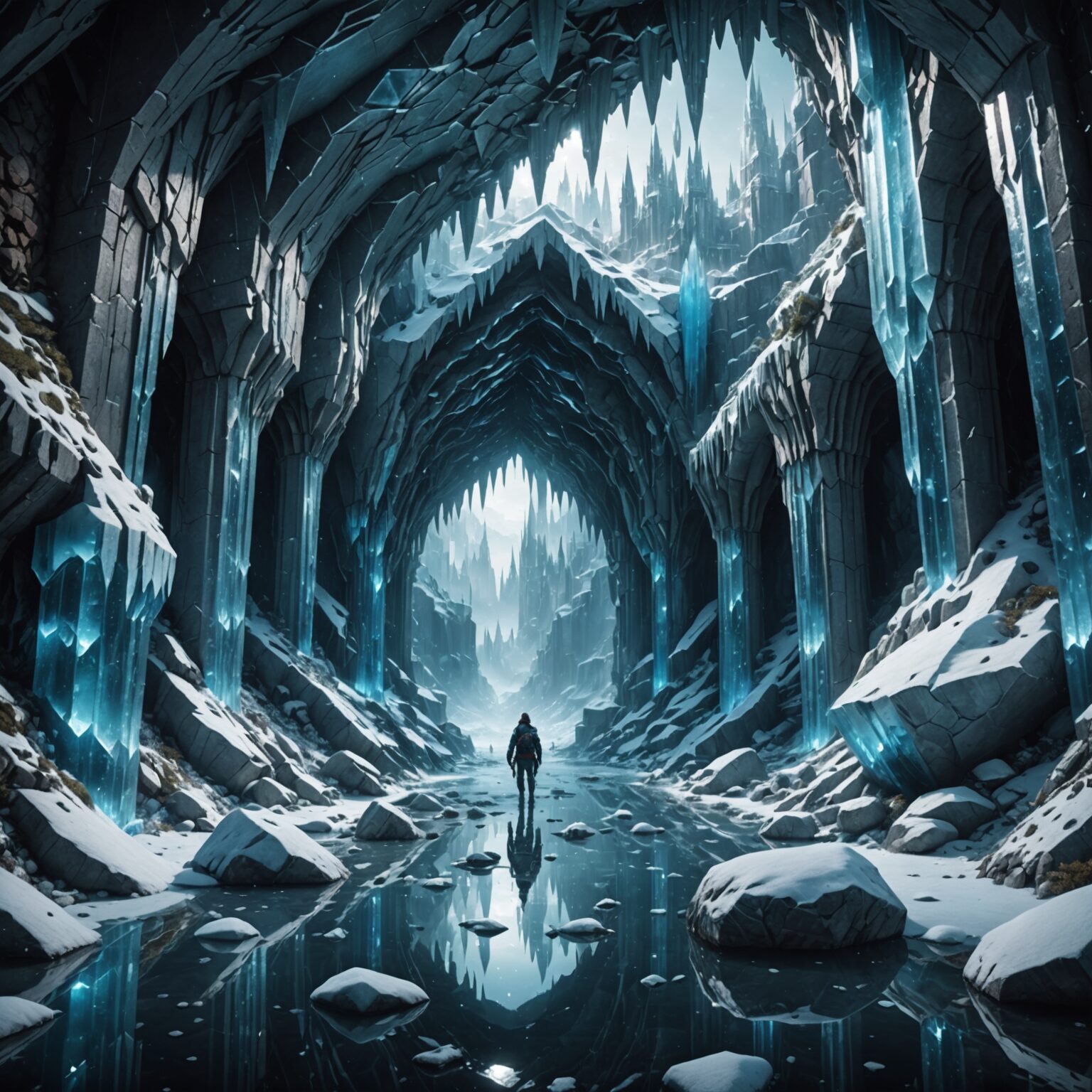 The Frost-Empowered City Within the Crystal Cavern fantasy art