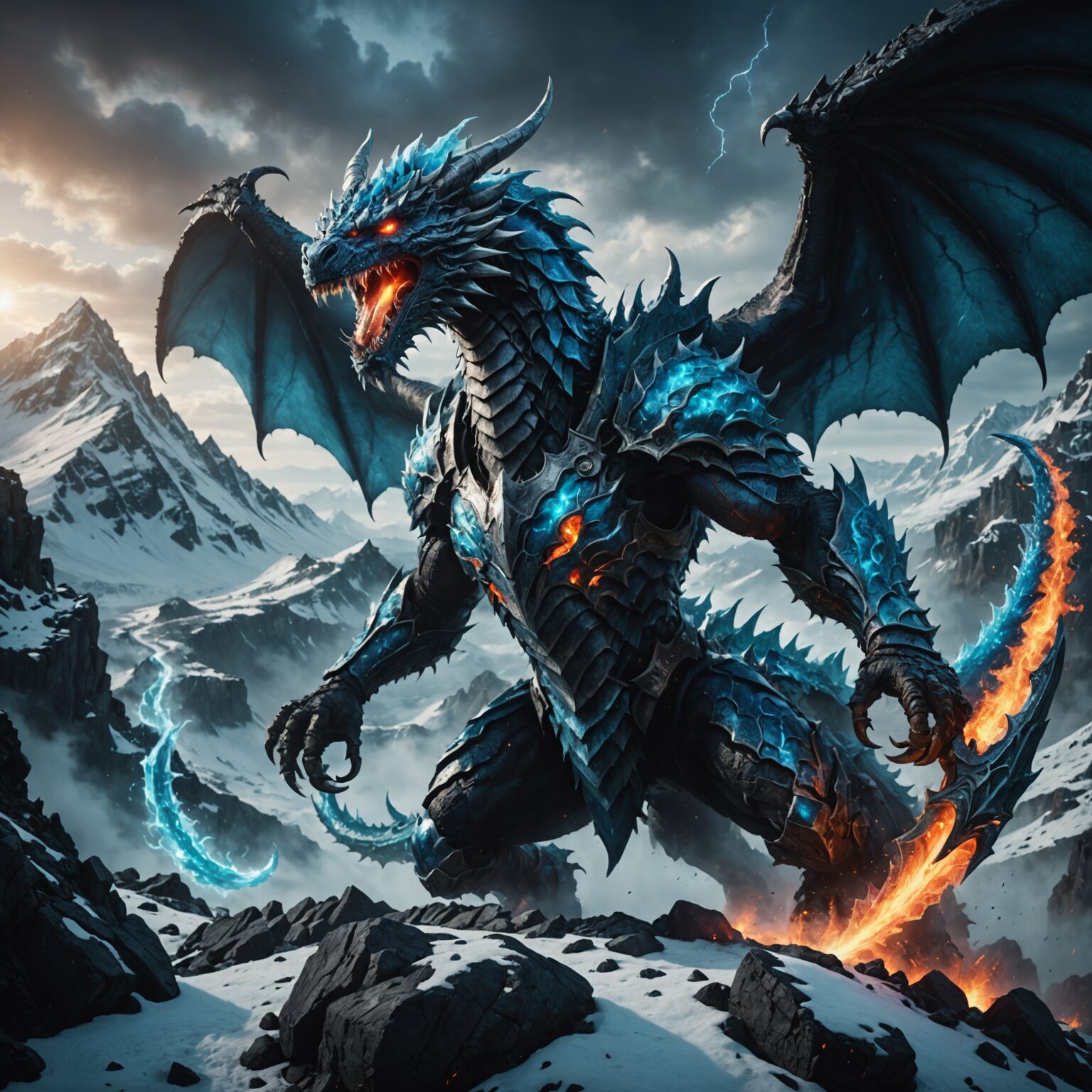 The Frost Wyrm: Protector of Volcanic Peaks fantasy art