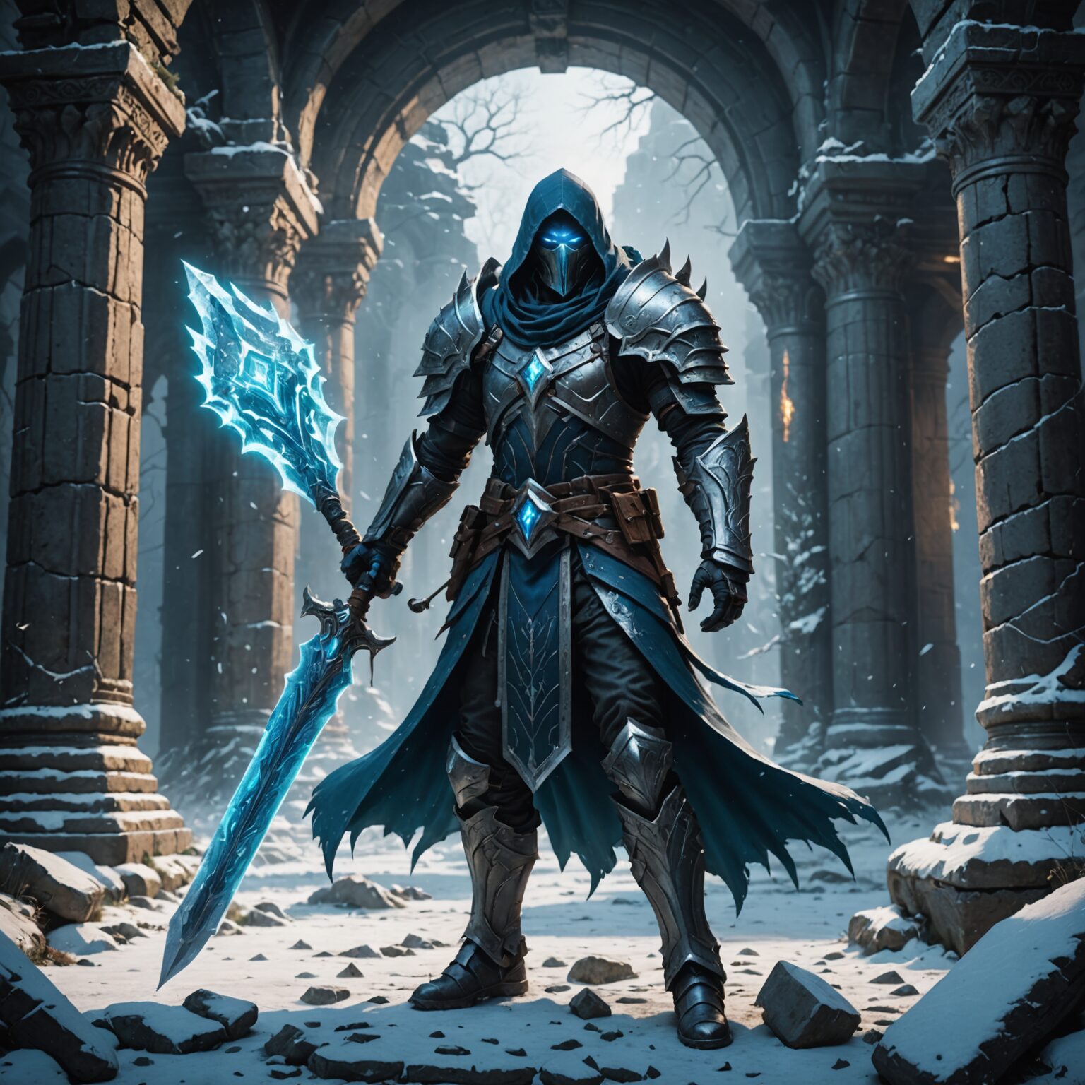 The Frostguard Spellblade: Protector of the Ruined Temple The Frostguard Spellblade: Protector of the Ruined Temple fantasy art
