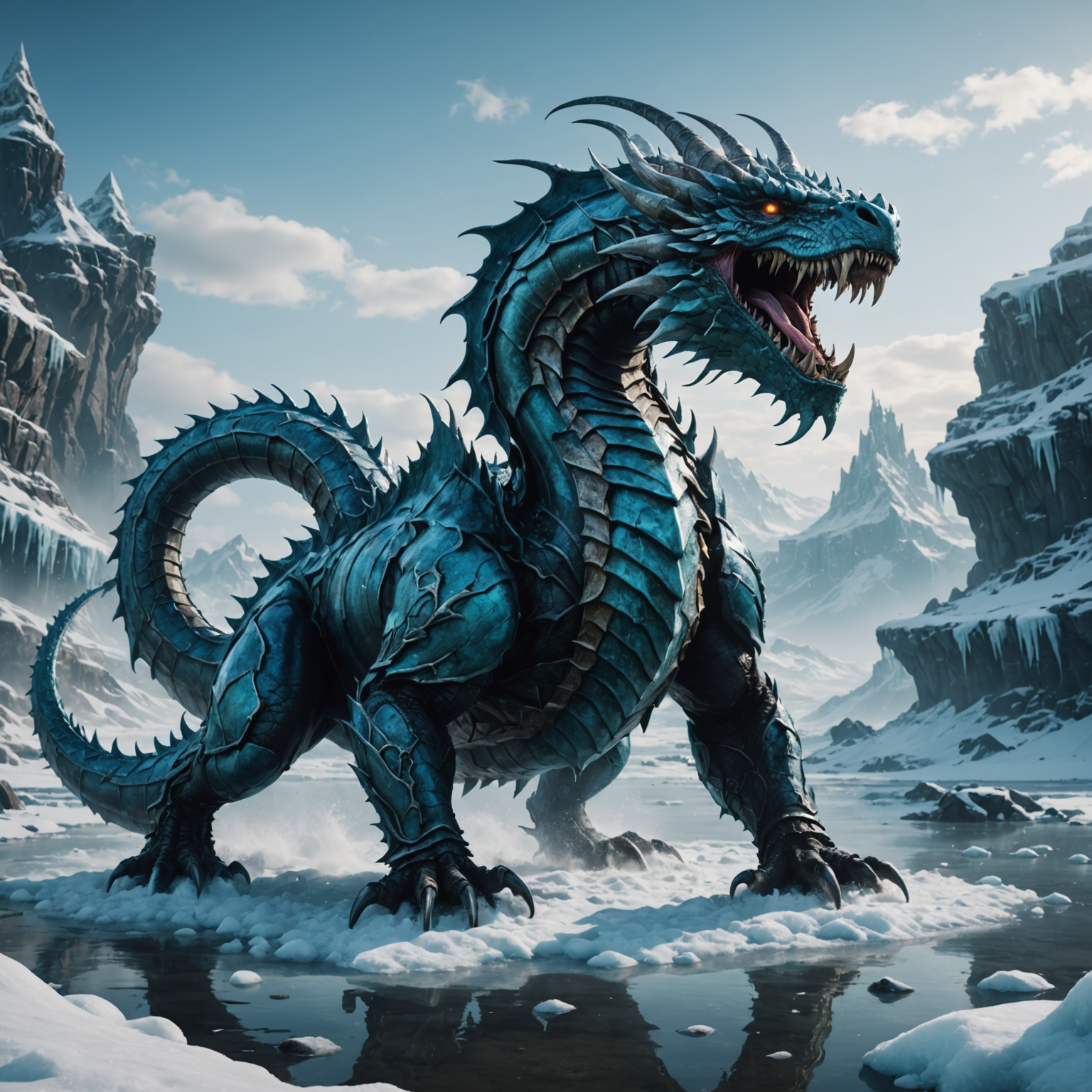 The Frozen Warden: Champion Wyrm of the Water Realms The Frozen Warden: Champion Wyrm of the Water Realms fantasy art