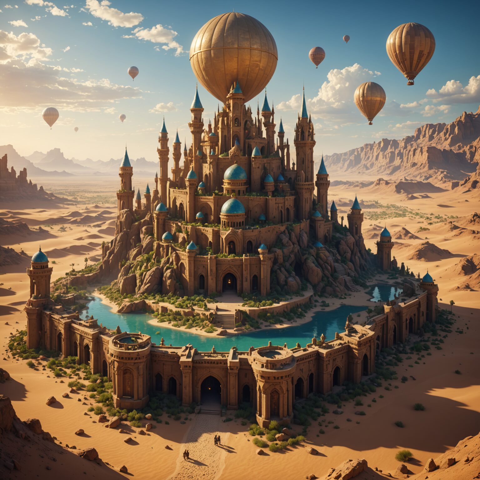 The Majestic Floating Earth Kingdom of the Desert fantasy art