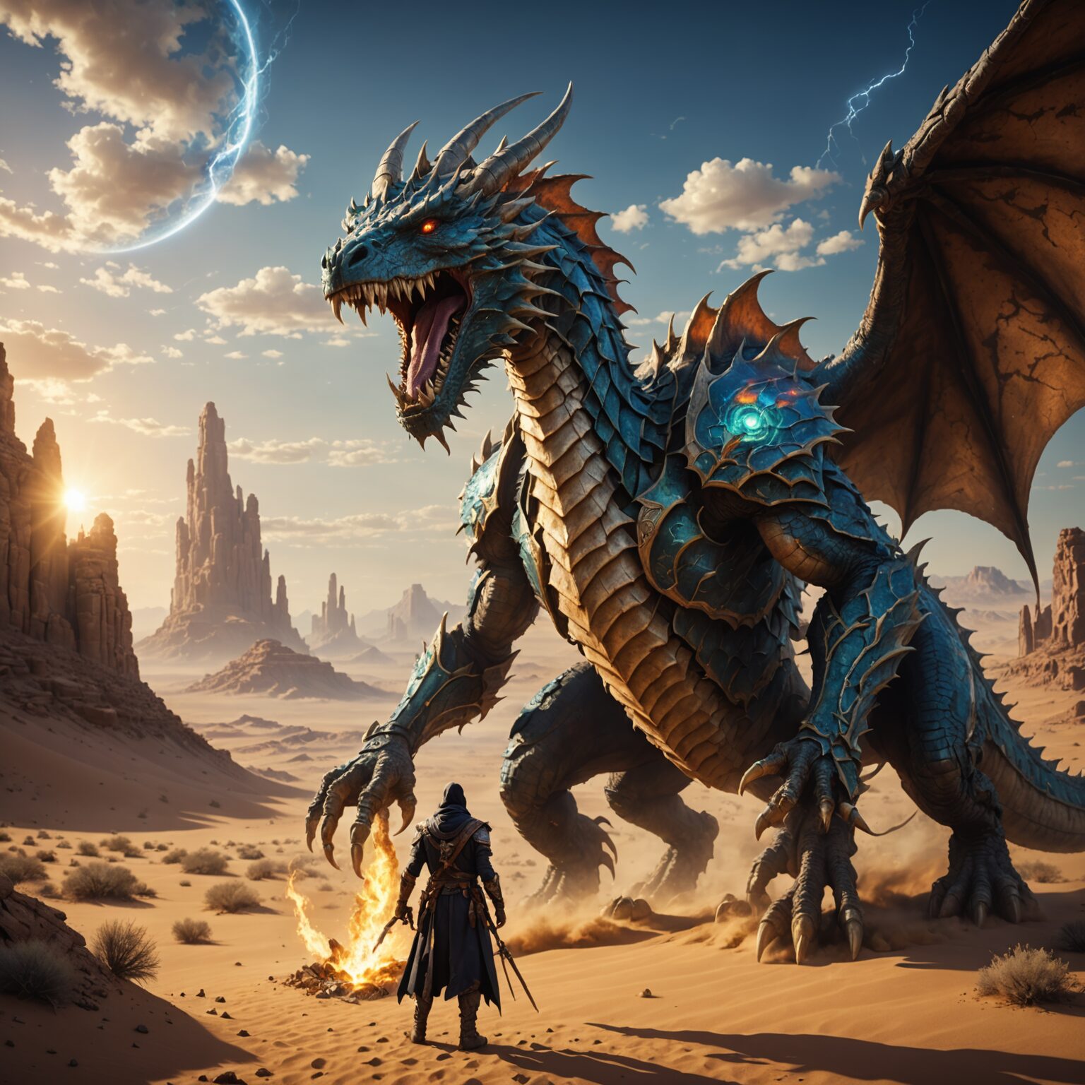 The Mystic Earth Wyrm: Scholar of the Desert Kingdom fantasy art