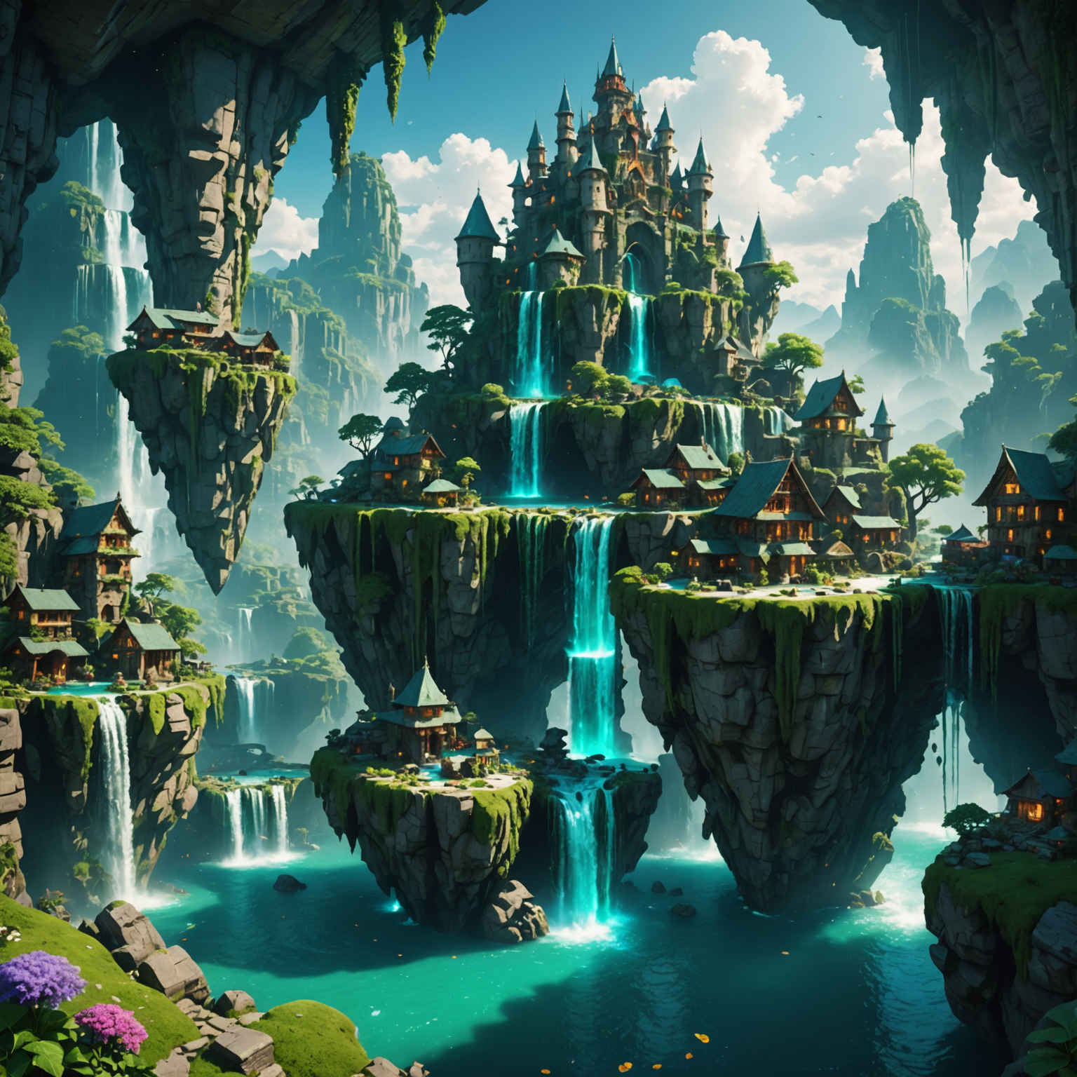 The Mystical Floating City of the Earth Sky Realm fantasy art
