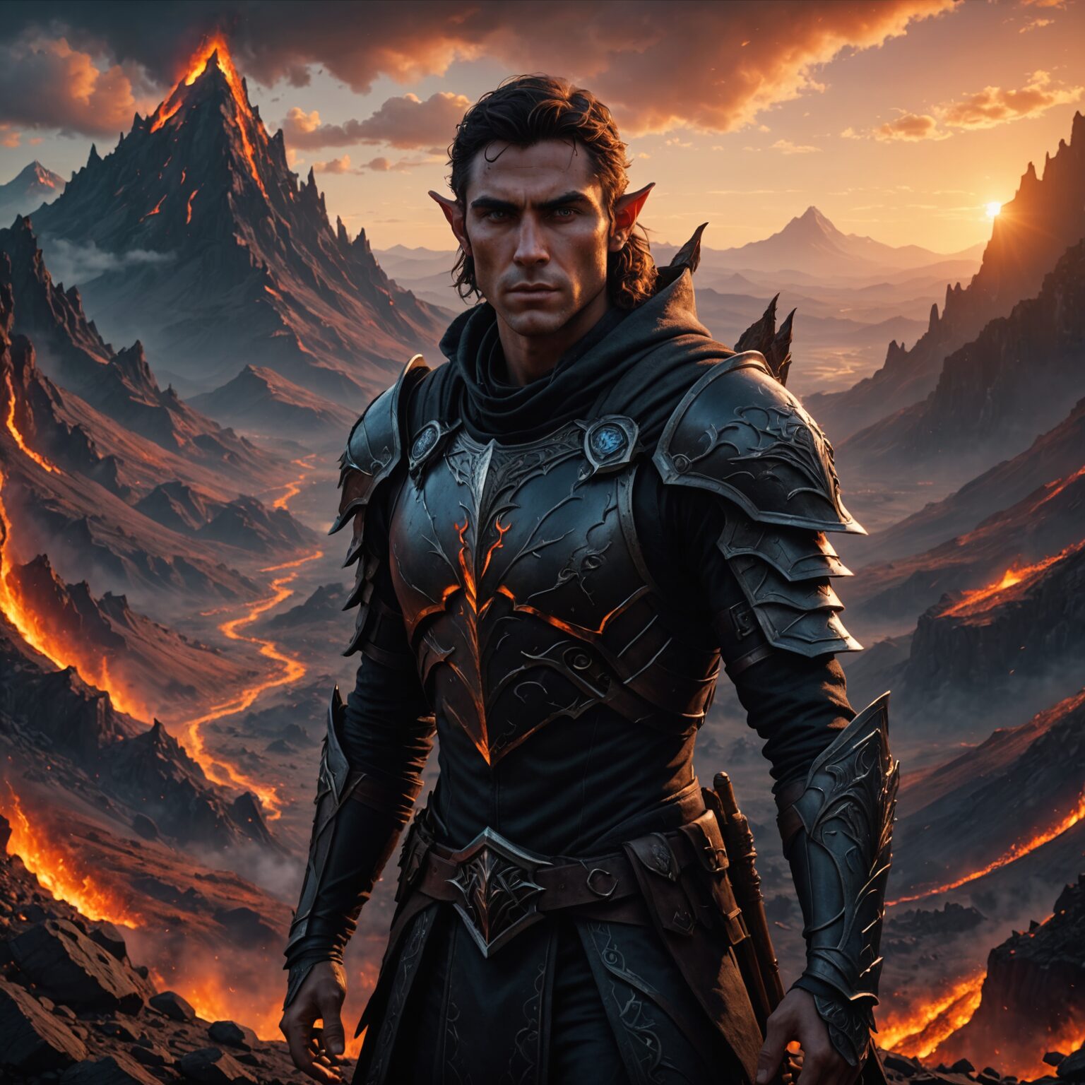 The Shadow Guardian of the Volcanic Peaks The Shadow Guardian of the Volcanic Peaks fantasy art