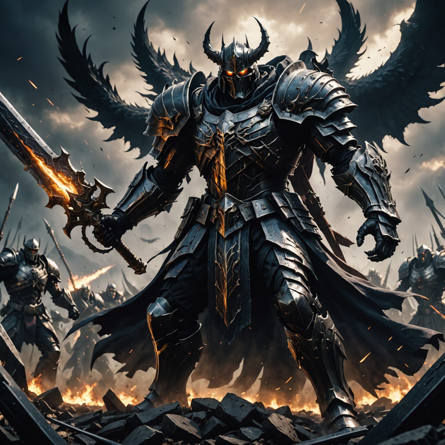 The Shadow Overlord: Guardian of the Battlefield fantasy art