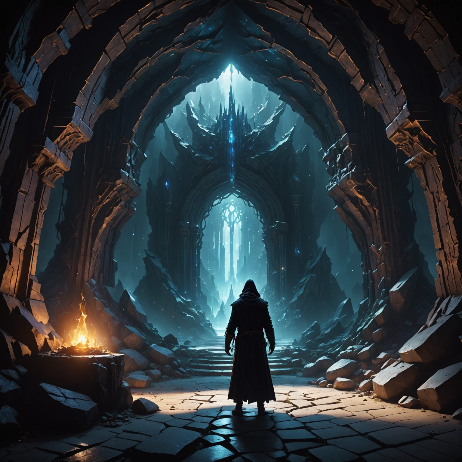 The Shadow Portal Sorcerer in the Crystal Cavern fantasy art