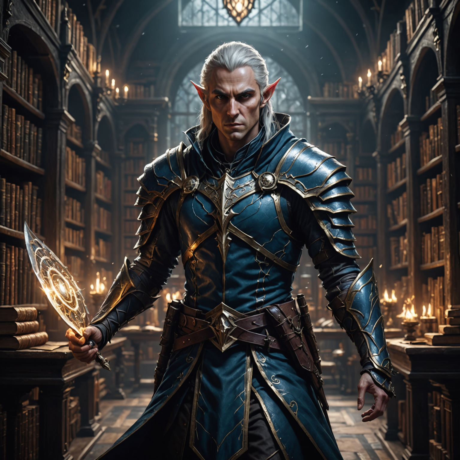 The Storm Assassin: A High Elf in the Arcane Library fantasy art