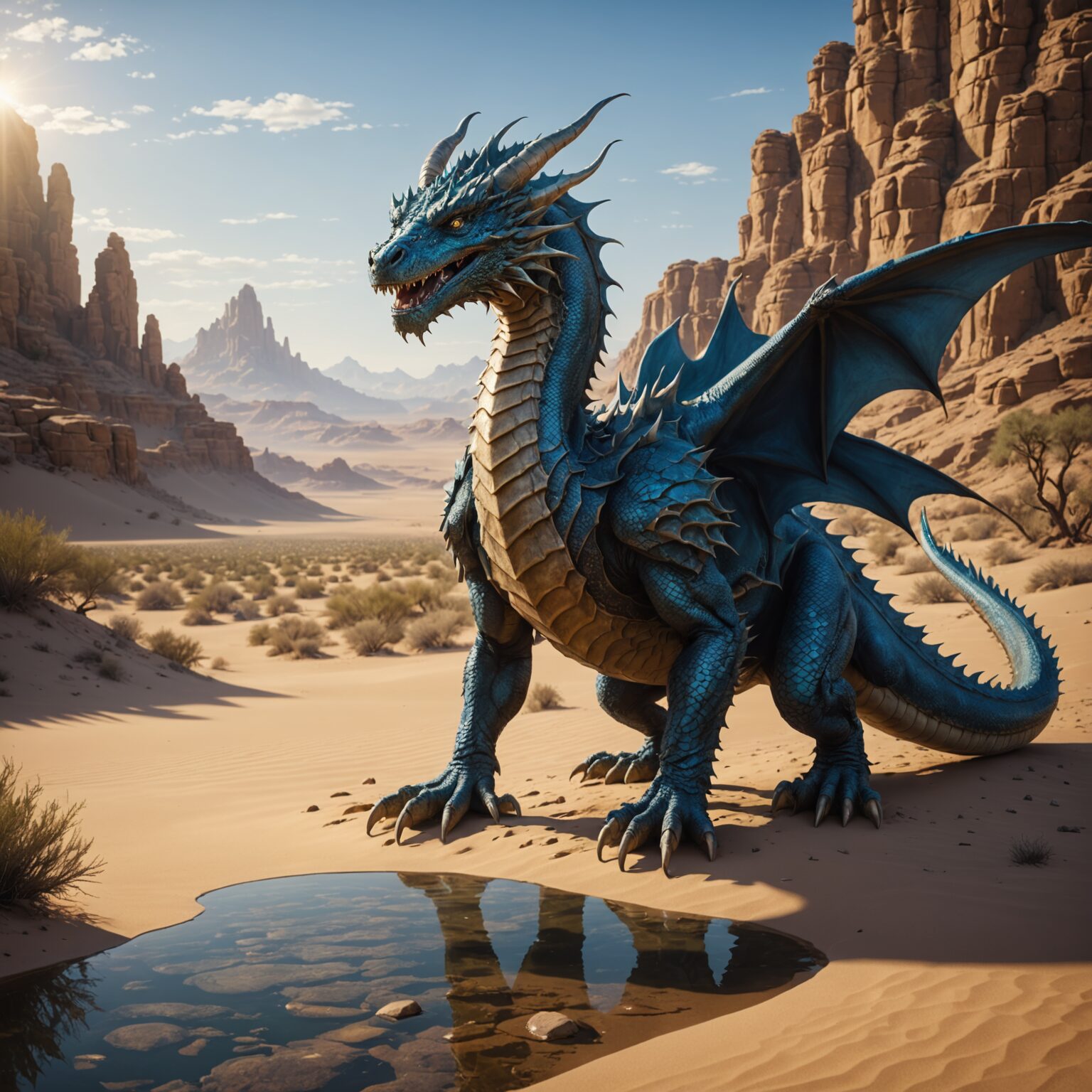 The Water Dragon Scholar of the Desert Kingdom fantasy art