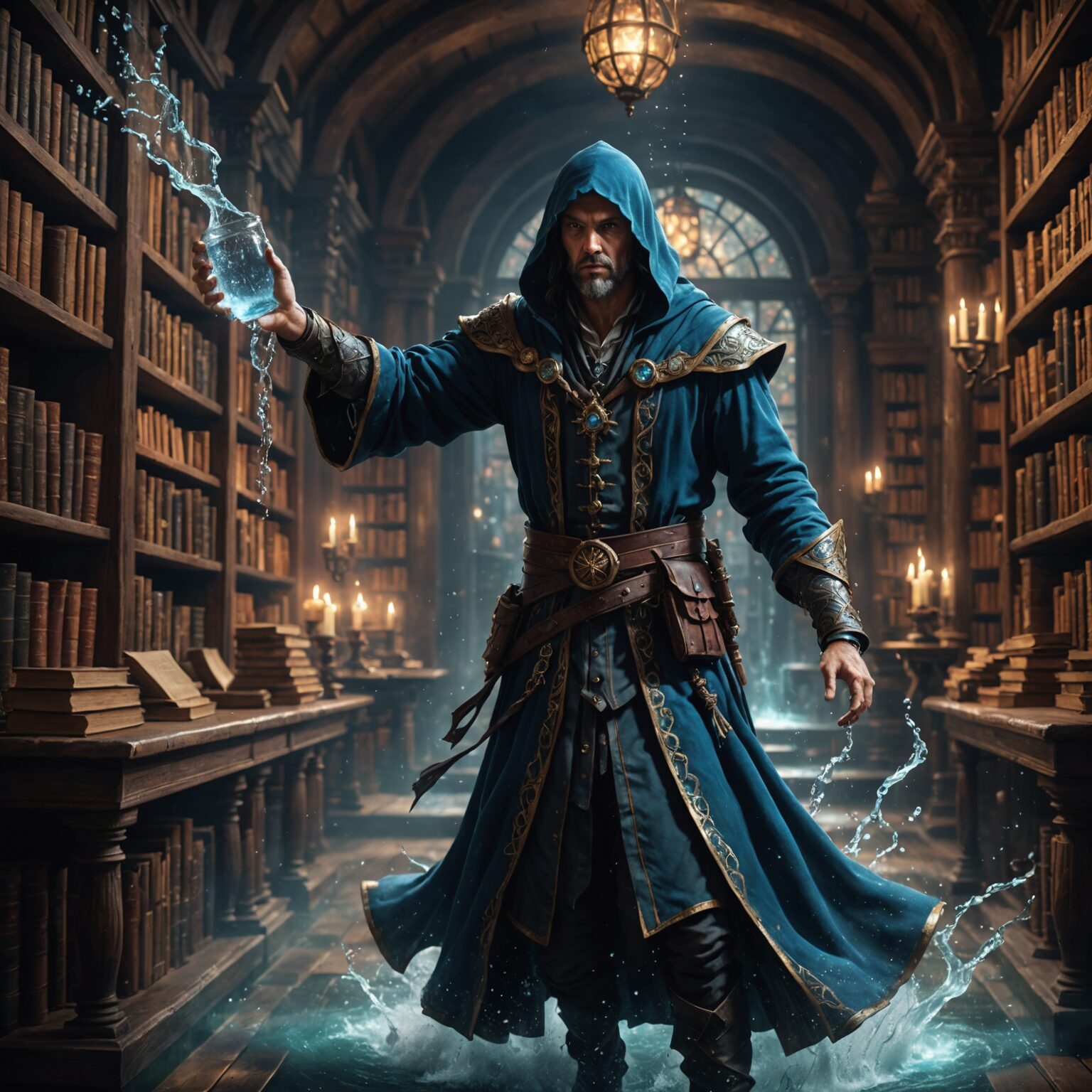 The Water Sorcerer’s Arcane Dominion: A Visual Journey into Mystical Mastery fantasy art