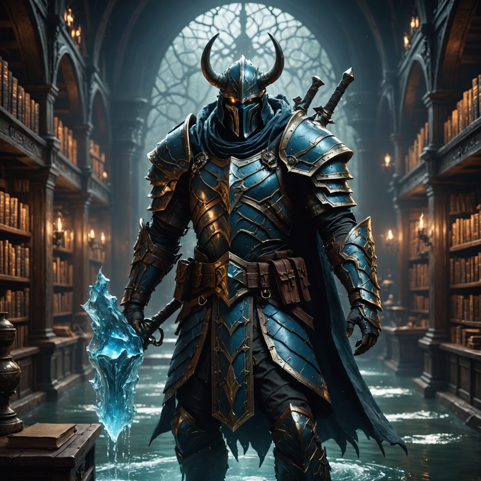 The Waterborne Warlord: A Hunter in the Arcane Library fantasy art