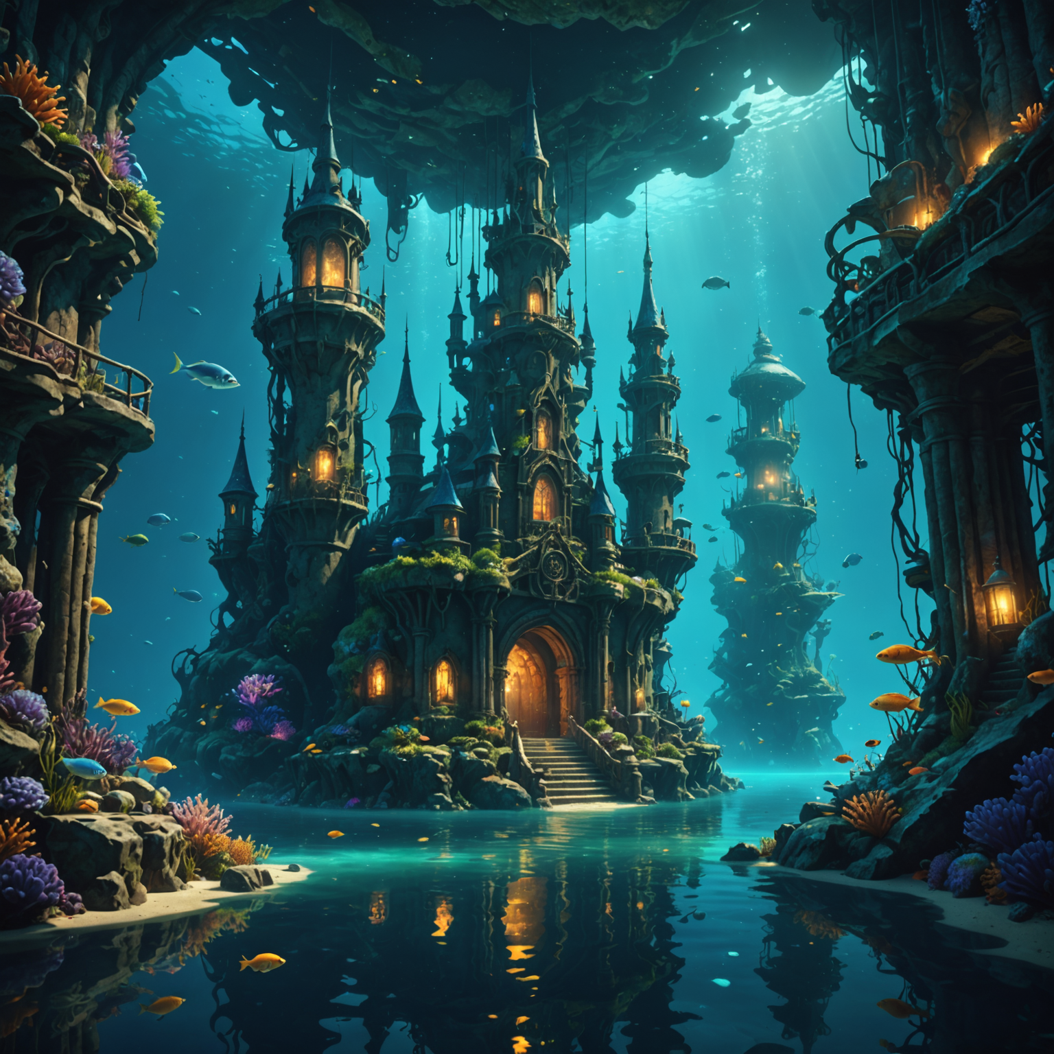Underwater Kingdom Fantasy Art – Ocean Realm of Light fantasy art